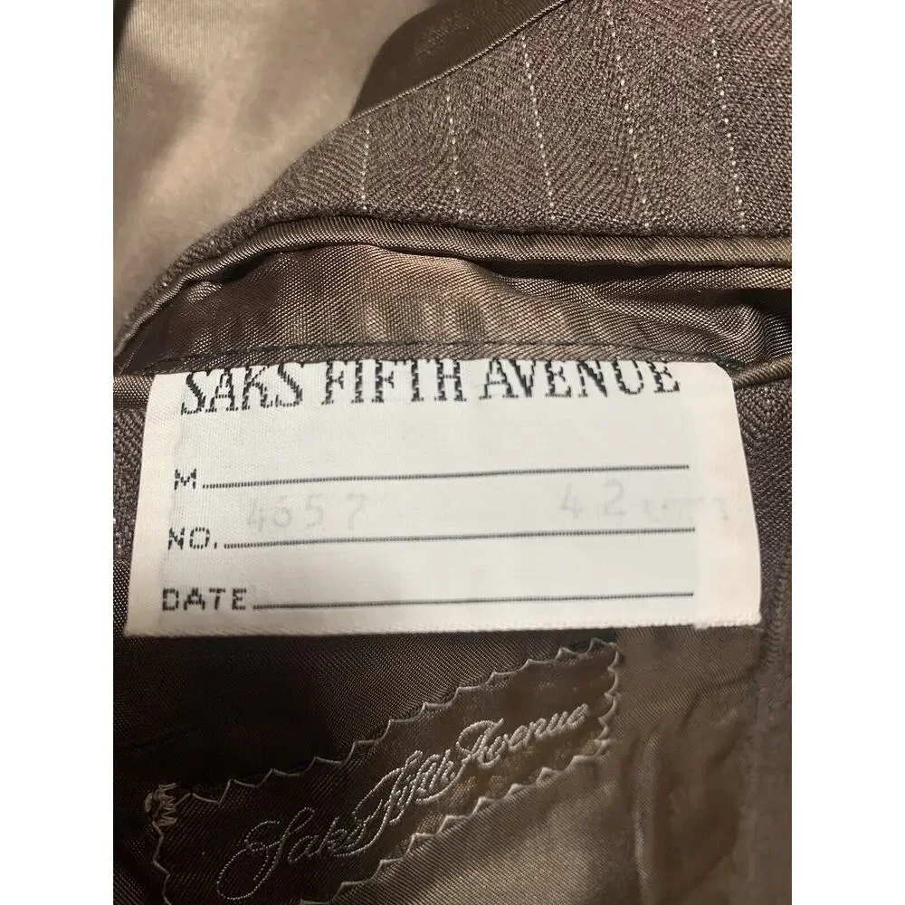 Vintage 70's Lanvin Paris Jacket Virgin Wool Brown Pinstripe Mens Luxury 42 Long